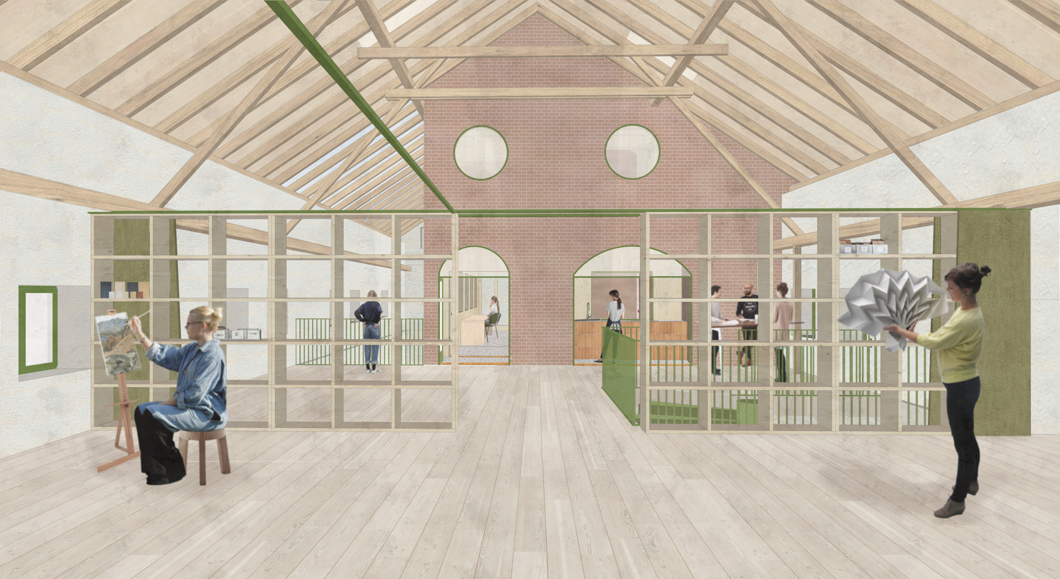 Collage Bestand mit Blick zum Neubau  Sommernutzung